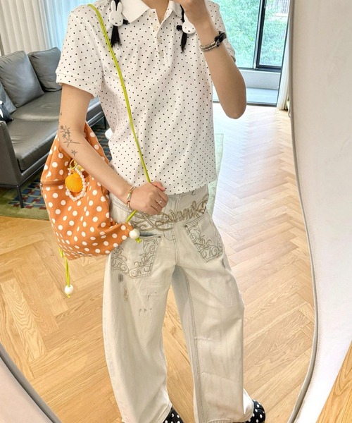 AsheKsha（アシクシャ）の「ポロシャツ風半袖Tシャツ（Tシャツ/カットソー・レディース・ホワイト・M）」の11枚目の写真