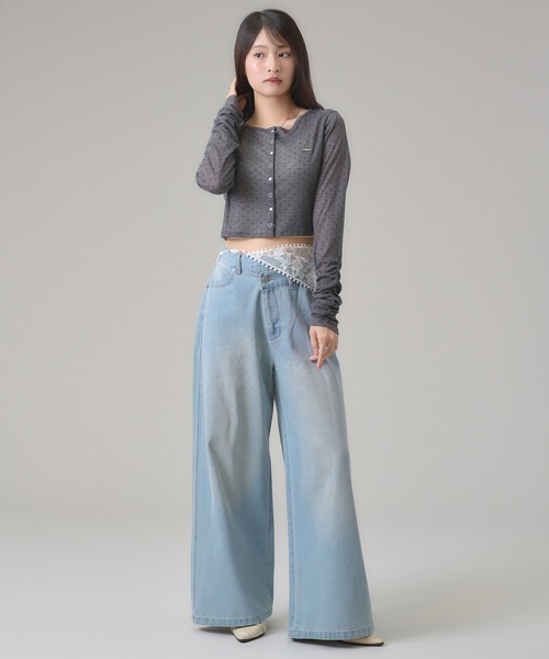 apres jour mignon（アプレジュールミニョン）の「クロスウエストデニムパンツ（デニムパンツ・レディース・グレー/ブルー系その他/インディゴブルー・MEDIUM/LARGE/SMALL）」の12枚目の写真