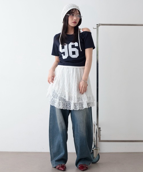 WEGO(ウィゴー)の「WEGO/レースフリルスカート(スカート・レディース・ホワイト/ブラック・FREE)」の3枚目の写真