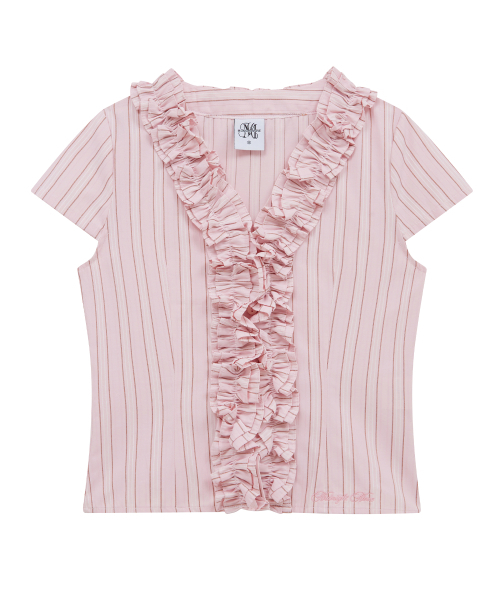 Midnight Move(ミッドナイトムーブ)の「st frill shirt (pink)(シャツ/ブラウス・レディース・その他・SMALL/MEDIUM)」の2枚目の写真