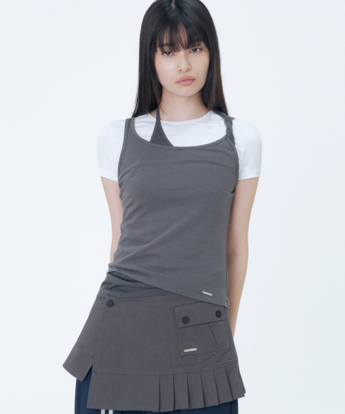 Miseki SEOUL(ミセキソウル)の「Twist string layered sleeveless CHARCOAL(Tシャツ/カットソー・レディース・その他・1/2)」の1枚目の写真
