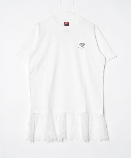 DOUBLE STANDARD CLOTHING（ダブルスタンダードクロージング）の「天竺ドッキングレースTシャツ（Tシャツ/カットソー・レディース・オフホワイト/ブラック/ピンク・FREE）」の22枚目の写真