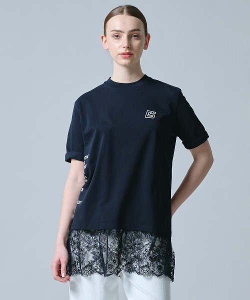 DOUBLE STANDARD CLOTHING（ダブルスタンダードクロージング）の「天竺ドッキングレースTシャツ（Tシャツ/カットソー・レディース・オフホワイト/ブラック/ピンク・FREE）」の5枚目の写真