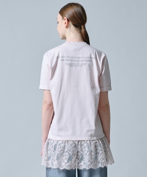 DOUBLE STANDARD CLOTHING（ダブルスタンダードクロージング）の「天竺ドッキングレースTシャツ（Tシャツ/カットソー・レディース・オフホワイト/ブラック/ピンク・FREE）」の7枚目の写真
