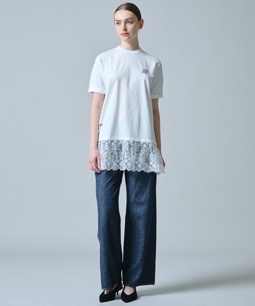 DOUBLE STANDARD CLOTHING（ダブルスタンダードクロージング）の「天竺ドッキングレースTシャツ（Tシャツ/カットソー・レディース・オフホワイト/ブラック/ピンク・FREE）」の17枚目の写真