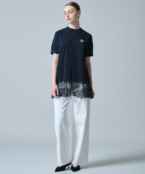 DOUBLE STANDARD CLOTHING（ダブルスタンダードクロージング）の「天竺ドッキングレースTシャツ（Tシャツ/カットソー・レディース・オフホワイト/ブラック/ピンク・FREE）」の19枚目の写真