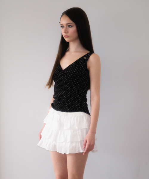 ROSEFRANTZ（ロゼフランツ）の「Dot V-neck Layered Sleeveless [Black]（Tシャツ/カットソー・レディース・ブラック・OS）」の3枚目の写真