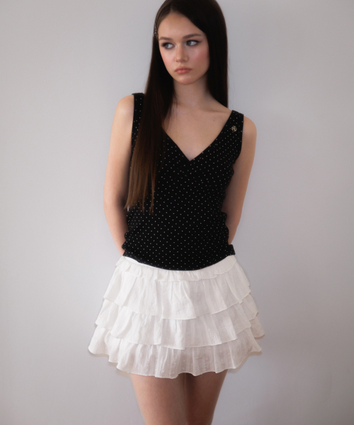 ROSEFRANTZ（ロゼフランツ）の「Dot V-neck Layered Sleeveless [Black]（Tシャツ/カットソー・レディース・ブラック・OS）」の5枚目の写真