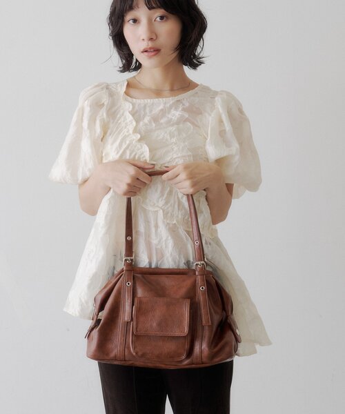 Kastane(カスタネ)の「【500mLペットボトル収納可】ワイドシティバッグ(トートバッグ・レディース・ブラック/イエロー系その他/ブラウン・FREE)」の18枚目の写真