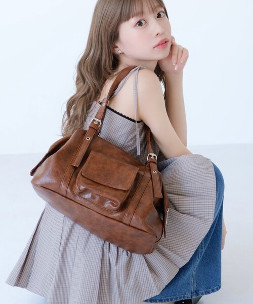 Kastane(カスタネ)の「【500mLペットボトル収納可】ワイドシティバッグ(トートバッグ・レディース・ブラック/イエロー系その他/ブラウン・FREE)」の21枚目の写真