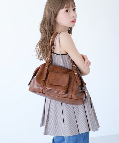 Kastane(カスタネ)の「【500mLペットボトル収納可】ワイドシティバッグ(トートバッグ・レディース・ブラック/イエロー系その他/ブラウン・FREE)」の22枚目の写真