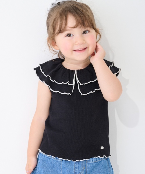 petit main(プティマイン)の「【リンク】メロー衿ロンパース(ロンパース・キッズ・ドット/レッド/ブラック・70cm/80cm)」の10枚目の写真