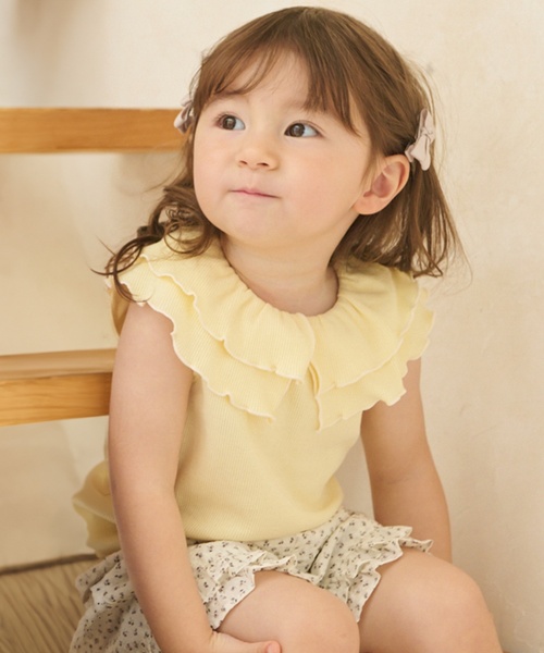 petit main(プティマイン)の「【リンク】メロー衿ロンパース(ロンパース・キッズ・ドット/レッド/ブラック・70cm/80cm)」の11枚目の写真