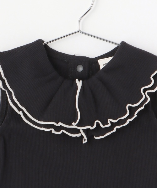 petit main(プティマイン)の「【リンク】メロー衿ロンパース(ロンパース・キッズ・ドット/レッド/ブラック・70cm/80cm)」の4枚目の写真
