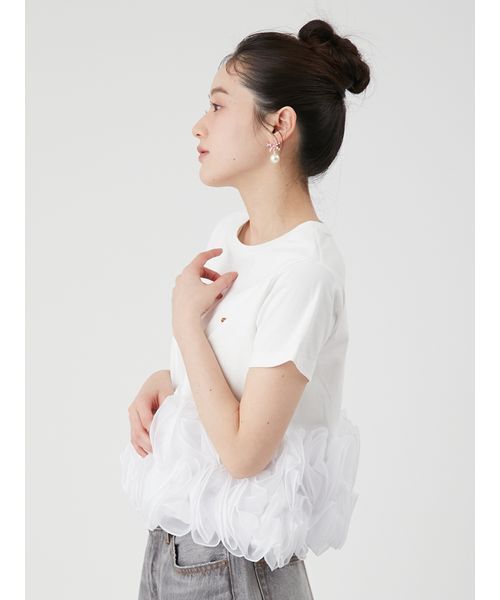 LILY BROWN(リリーブラウン)の「ボリュームフリルカットトップス(Tシャツ/カットソー・レディース・ホワイト/ブラウン/ネイビー・F)」の16枚目の写真