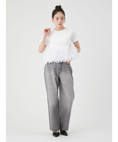 LILY BROWN(リリーブラウン)の「ボリュームフリルカットトップス(Tシャツ/カットソー・レディース・ホワイト/ブラウン/ネイビー・F)」の10枚目の写真
