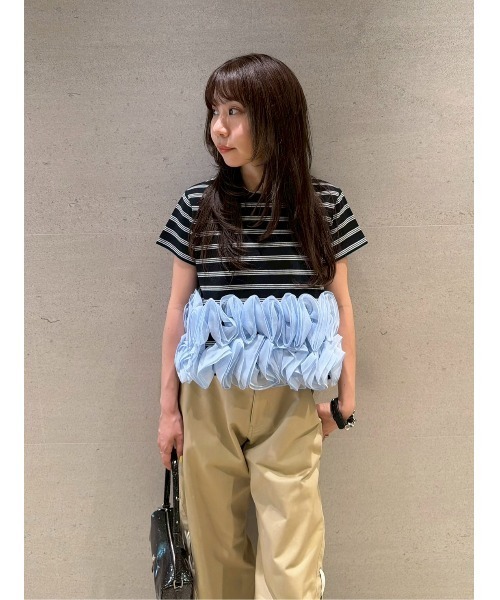 LILY BROWN(リリーブラウン)の「ボリュームフリルカットトップス(Tシャツ/カットソー・レディース・ホワイト/ブラウン/ネイビー・F)」の20枚目の写真