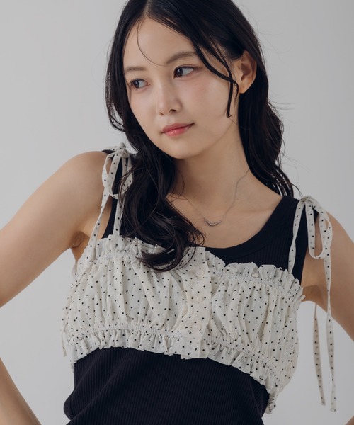 shirring ribbon bustier / シャーリングリボンビスチェ（キャミソール