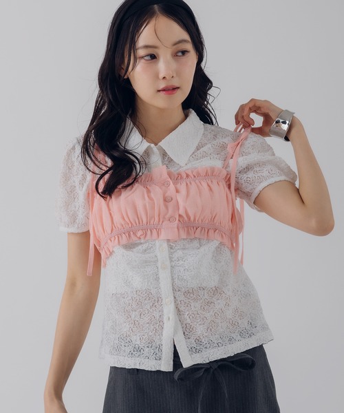 shirring ribbon bustier / シャーリングリボンビスチェ（キャミソール
