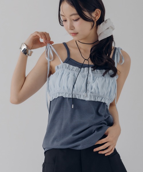 shirring ribbon bustier / シャーリングリボンビスチェ（キャミソール