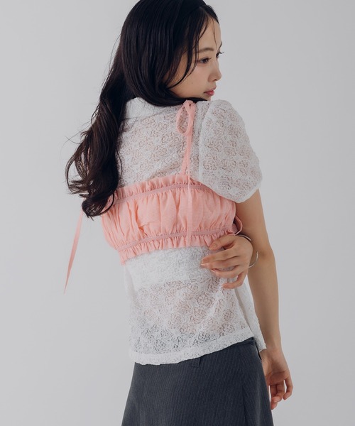 MUHET（ミュエータ）の「shirring ribbon bustier / シャーリングリボンビスチェ（キャミソール・レディース・ピンク/ライトブルー/オフホワイト・FREE）」の19枚目の写真