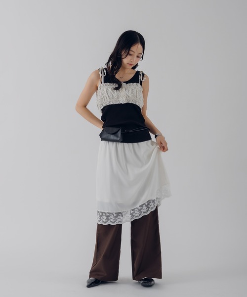MUHET（ミュエータ）の「shirring ribbon bustier / シャーリングリボンビスチェ（キャミソール・レディース・ピンク/ライトブルー/オフホワイト・FREE）」の12枚目の写真