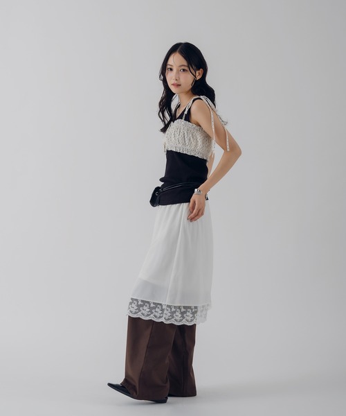 MUHET（ミュエータ）の「shirring ribbon bustier / シャーリングリボンビスチェ（キャミソール・レディース・ピンク/ライトブルー/オフホワイト・FREE）」の13枚目の写真
