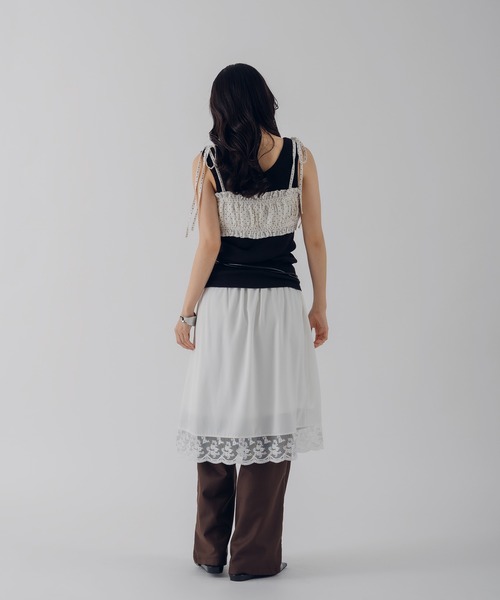 MUHET（ミュエータ）の「shirring ribbon bustier / シャーリングリボンビスチェ（キャミソール・レディース・ピンク/ライトブルー/オフホワイト・FREE）」の14枚目の写真