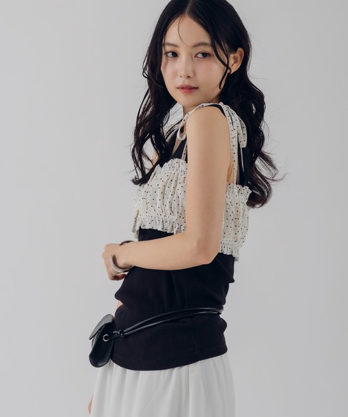 MUHET（ミュエータ）の「shirring ribbon bustier / シャーリングリボンビスチェ（キャミソール・レディース・ピンク/ライトブルー/オフホワイト・FREE）」の10枚目の写真