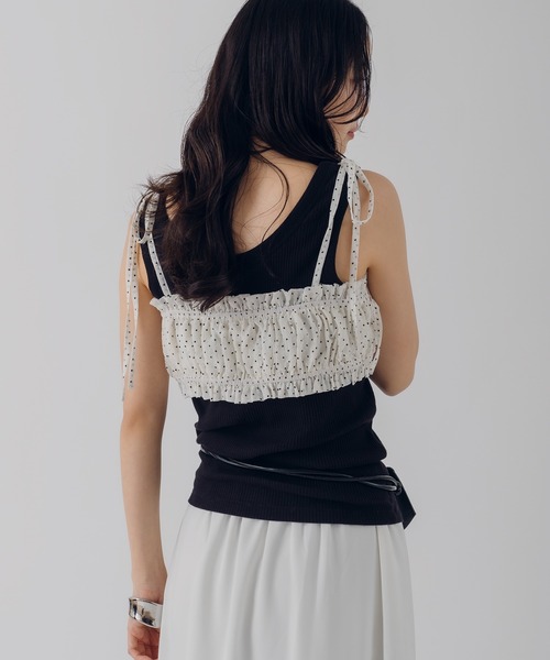 MUHET（ミュエータ）の「shirring ribbon bustier / シャーリングリボンビスチェ（キャミソール・レディース・ピンク/ライトブルー/オフホワイト・FREE）」の11枚目の写真