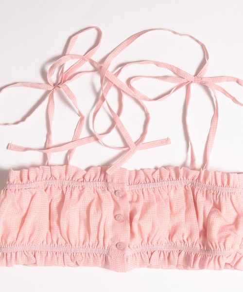 MUHET（ミュエータ）の「shirring ribbon bustier / シャーリングリボンビスチェ（キャミソール・レディース・ピンク/ライトブルー/オフホワイト・FREE）」の15枚目の写真