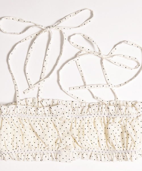 MUHET（ミュエータ）の「shirring ribbon bustier / シャーリングリボンビスチェ（キャミソール・レディース・ピンク/ライトブルー/オフホワイト・FREE）」の4枚目の写真
