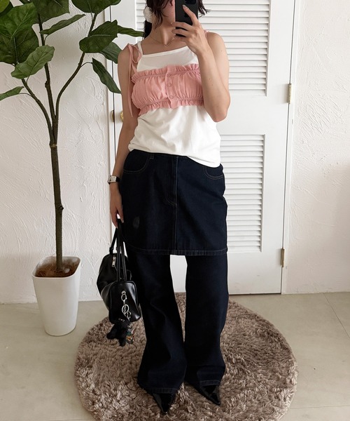 MUHET（ミュエータ）の「shirring ribbon bustier / シャーリングリボンビスチェ（キャミソール・レディース・ピンク/ライトブルー/オフホワイト・FREE）」の17枚目の写真