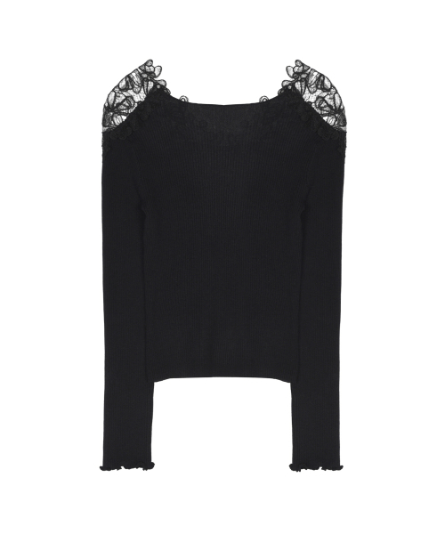 NICK&NICOLE（ニックアンドニコール）の「LACE OFF-SHOULDER TOP_BLACK（ニット/セーター・レディース・その他・FREE）」の2枚目の写真