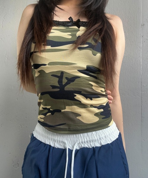 tinkerend（ティンカーエンド）の「Race Camouflage Tube Top / レースカモフラージュチューブトップ（キャミソール・レディース・カモフラージュ・FREE）」の4枚目の写真