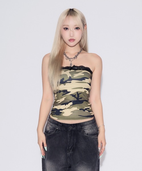 tinkerend(ティンカーエンド)の「Race Camouflage Tube Top / レースカモフラージュチューブトップ(キャミソール・レディース・カモフラージュ・FREE)」の19枚目の写真
