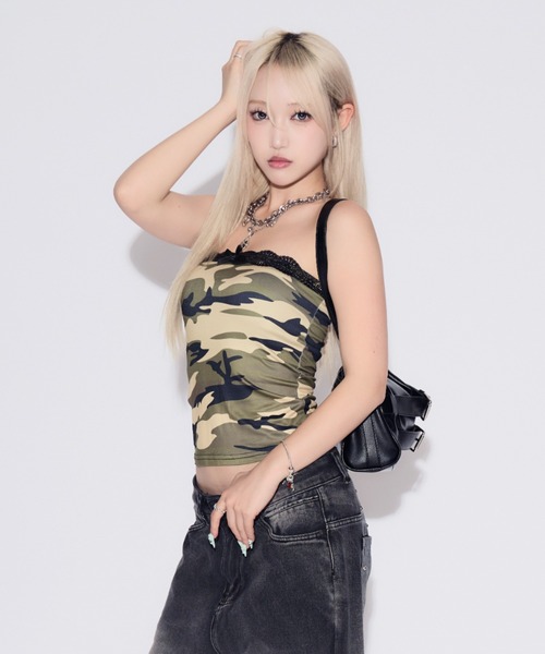 tinkerend(ティンカーエンド)の「Race Camouflage Tube Top / レースカモフラージュチューブトップ(キャミソール・レディース・カモフラージュ・FREE)」の18枚目の写真