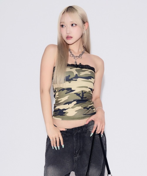 tinkerend(ティンカーエンド)の「Race Camouflage Tube Top / レースカモフラージュチューブトップ(キャミソール・レディース・カモフラージュ・FREE)」の17枚目の写真