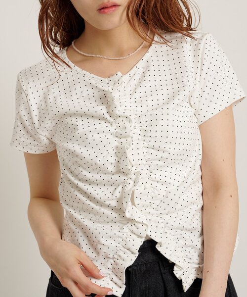 w closet（ダブルクローゼット）の「なみなみドットTC/D（Tシャツ/カットソー・レディース・ブルー/ブラック/オフホワイト/グレー・FREE）」の10枚目の写真