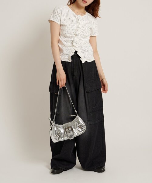 w closet（ダブルクローゼット）の「なみなみドットTC/D（Tシャツ/カットソー・レディース・ブルー/ブラック/オフホワイト/グレー・FREE）」の12枚目の写真