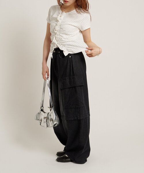 w closet（ダブルクローゼット）の「なみなみドットTC/D（Tシャツ/カットソー・レディース・ブルー/ブラック/オフホワイト/グレー・FREE）」の14枚目の写真