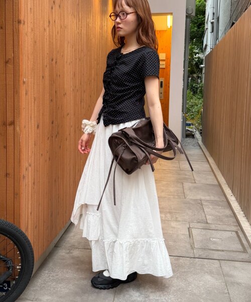 w closet(ダブルクローゼット)の「なみなみドットTC/D(Tシャツ/カットソー・レディース・ブルー/ブラック/オフホワイト/グレー・FREE)」の18枚目の写真