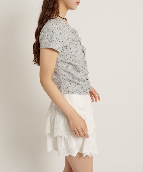 w closet(ダブルクローゼット)の「なみなみドットTC/D(Tシャツ/カットソー・レディース・ブルー/ブラック/オフホワイト/グレー・FREE)」の16枚目の写真