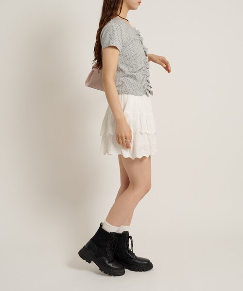 w closet(ダブルクローゼット)の「なみなみドットTC/D(Tシャツ/カットソー・レディース・ブルー/ブラック/オフホワイト/グレー・FREE)」の11枚目の写真