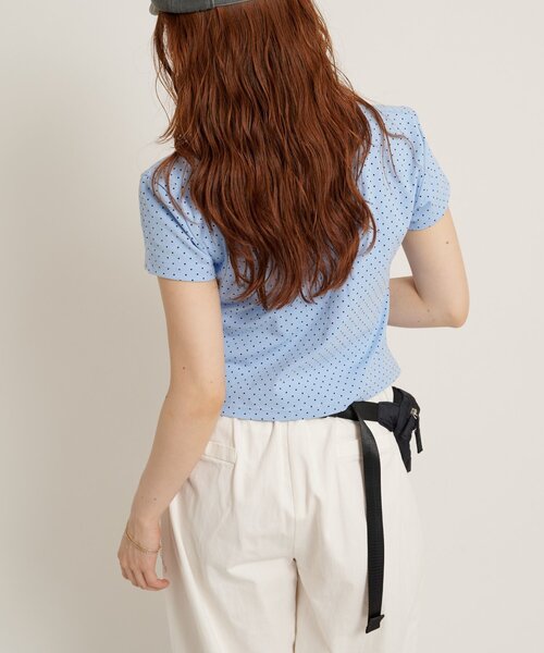 w closet(ダブルクローゼット)の「なみなみドットTC/D(Tシャツ/カットソー・レディース・ブルー/ブラック/オフホワイト/グレー・FREE)」の6枚目の写真