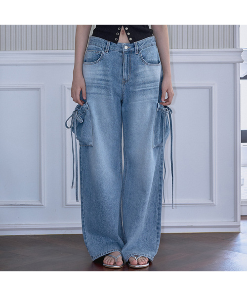 Ribbon Wide Denim Pants [Light Blue]（デニムパンツ）｜ROSEFRANTZ