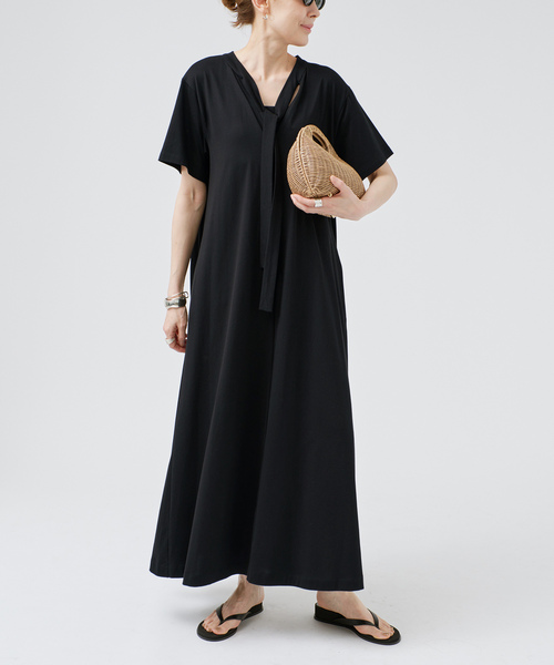 セール】Tie-Neck Jersey Dress（ワンピース）｜VERMEIL par iena
