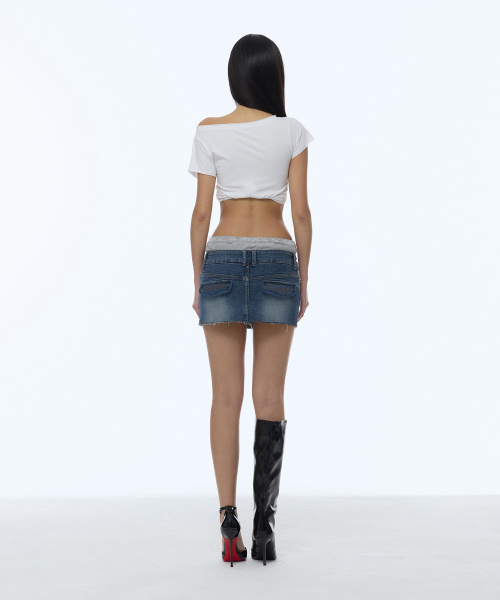 GILAARCHIVE（ギラアーカイブ）の「LAYERED WAIST DENIM SKIRTS_BLUE（スカート・レディース・その他・SMALL/MEDIUM）」の4枚目の写真