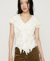 MIX FRILL COMPACT BL ミックスフリルコンパクトブラウス 夏服 秋服