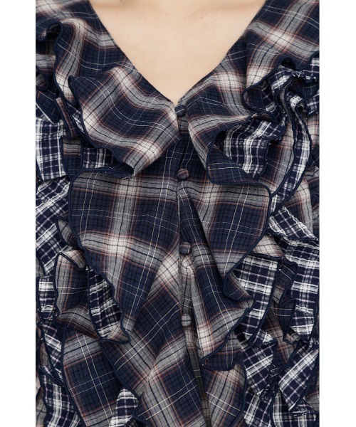 SLY（スライ）の「MIX FRILL COMPACT BL ミックスフリルコンパクトブラウス 夏服 秋服（シャツ/ブラウス・レディース・アイボリー/ネイビー系/ブラック系その他2・FREE）」の11枚目の写真